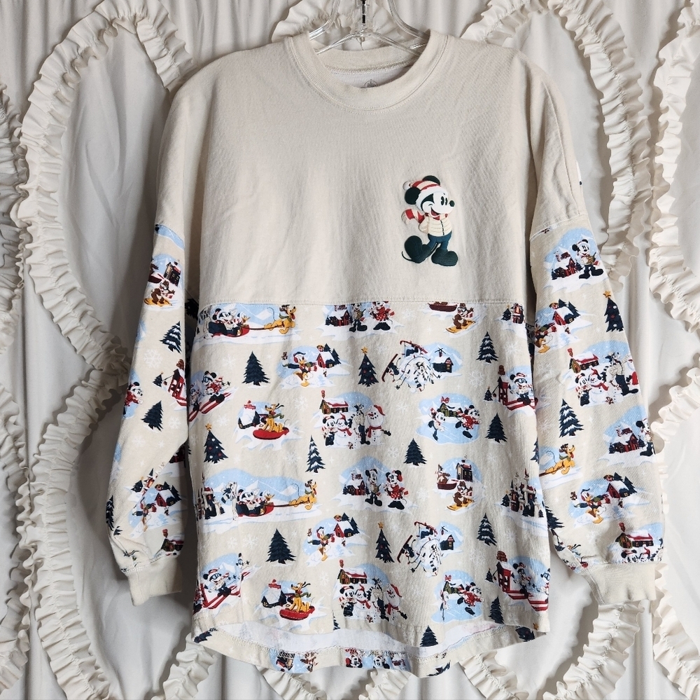 Disney Parks Disneyland Sz XS Exclusive Holiday Winter Cream Spirit Jersey